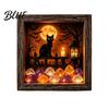 Gothic Shadow Box Night Light DIY Lighted Halloween Ghost Kit Wooden Frame LED Warm Light 3D Picture Craft Kit Memory with Crystal Glass Panel,