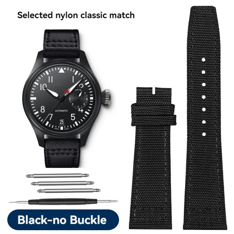 Nylon Canvas Watch Strap for IWC Pilots Portugal Portofino Fabric Cowhide Bottom Watch Chain Men Women Watchband 20mm 21mm 22mm