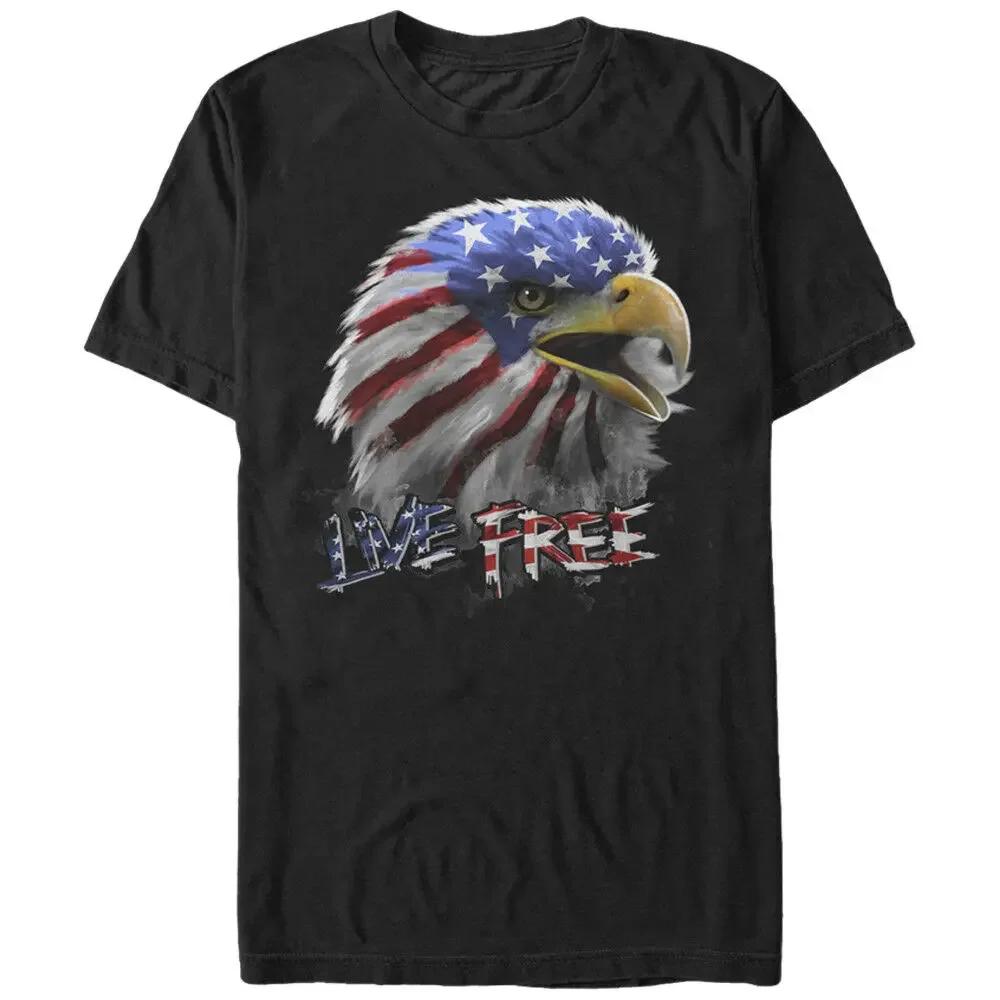 

Live Free 4th of July USA Flag Bald Eagle TShirt 100 Cotton ONeck Summer Short Sleeve Casual Mens Tshirt Size S3XL 4XL