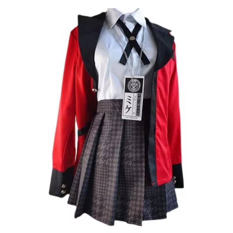 Kakegurui Jabami Yumeko Cosplay Kostüm Halloween Sayaka Zwanghafter Spieler Anime Schulmädchen Faltenrock Uniform