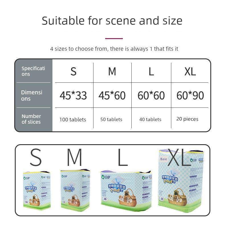 

Baiyi Dog Urine Pad Pet Supplies Deodorant Thickened Absorbent Baby Diapers Teddy Diaper Cat Production Pad Hydrophilic Pad Baie Lemon Pet Urine Pad S code 100 (33*45cm)