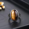 CopperLarge Stone 11x17MM Natural Labradorite Tiger Eye Ring for Women Fine Jewelry Party Wedding Anniversary Gift