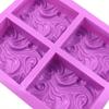4-cavity Wavy Flower Silicone Handmade Soap Mold Cake Mold DIY Aromatherapy Plaster Mold Essential Oil Soap Mold.