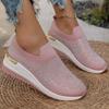 Fashion Women's Thick soled Sneakers Spring Summer New Style Diamond Inlaid Fashion Round Head Casual Comfortable Single Shoe