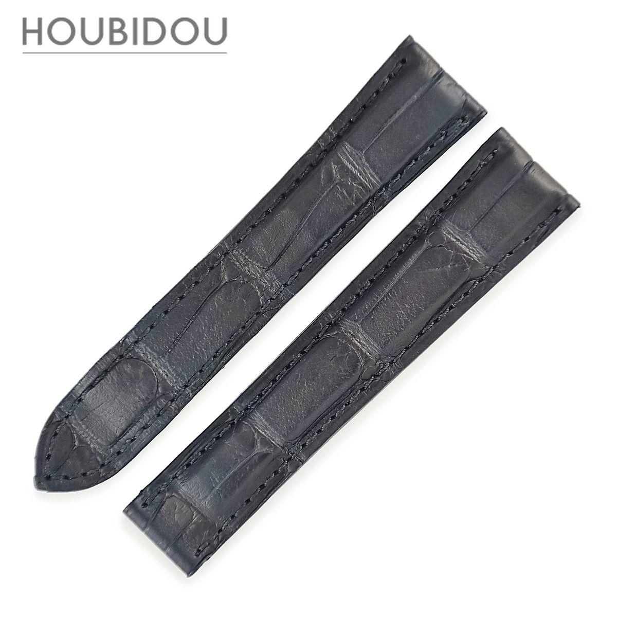 Used Cartier Watch Parts Genuine Croco Band Crocodile Navy Like New Replacement Belt Buckle Strap Genuine Leather Replacement 16.5mm Navy Navy [Used]