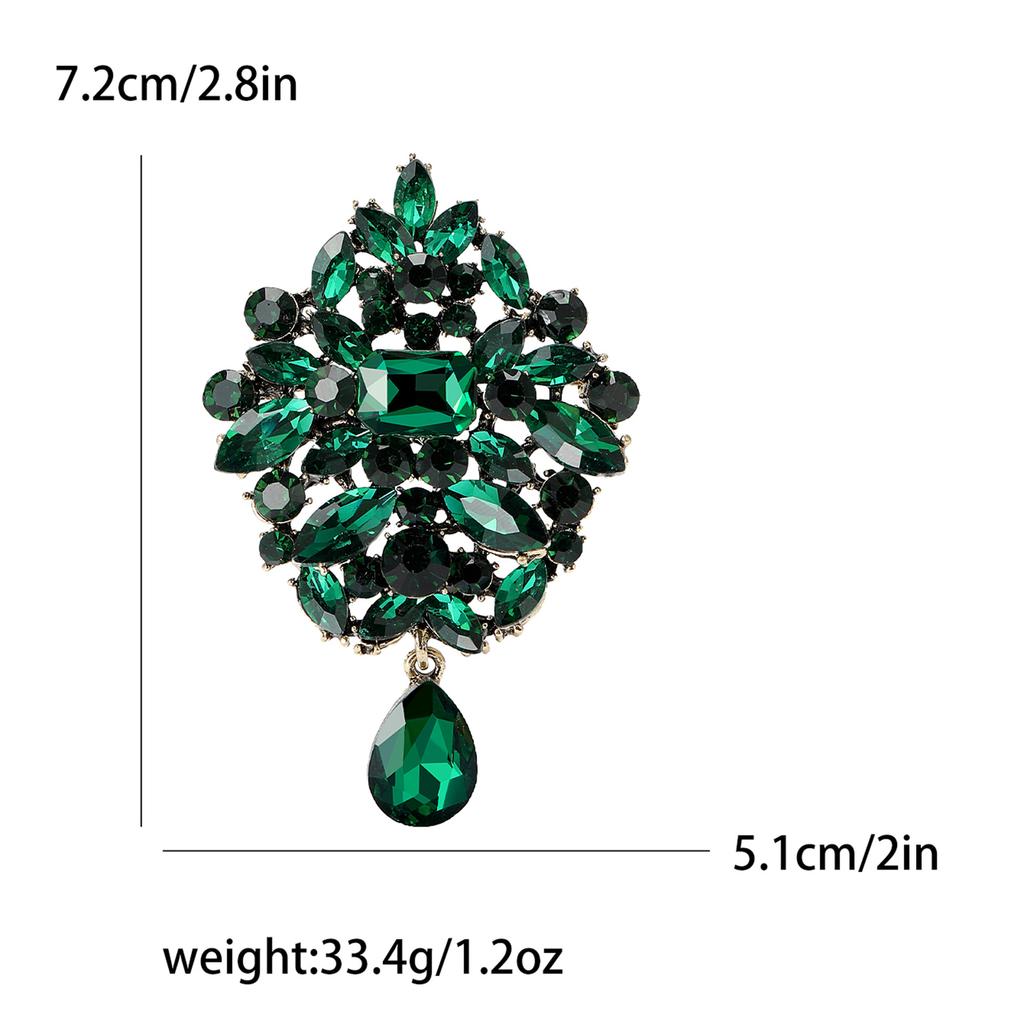 Fashion Crystal Glass Pendant Brooch Elegant Suit Accessories Brooch