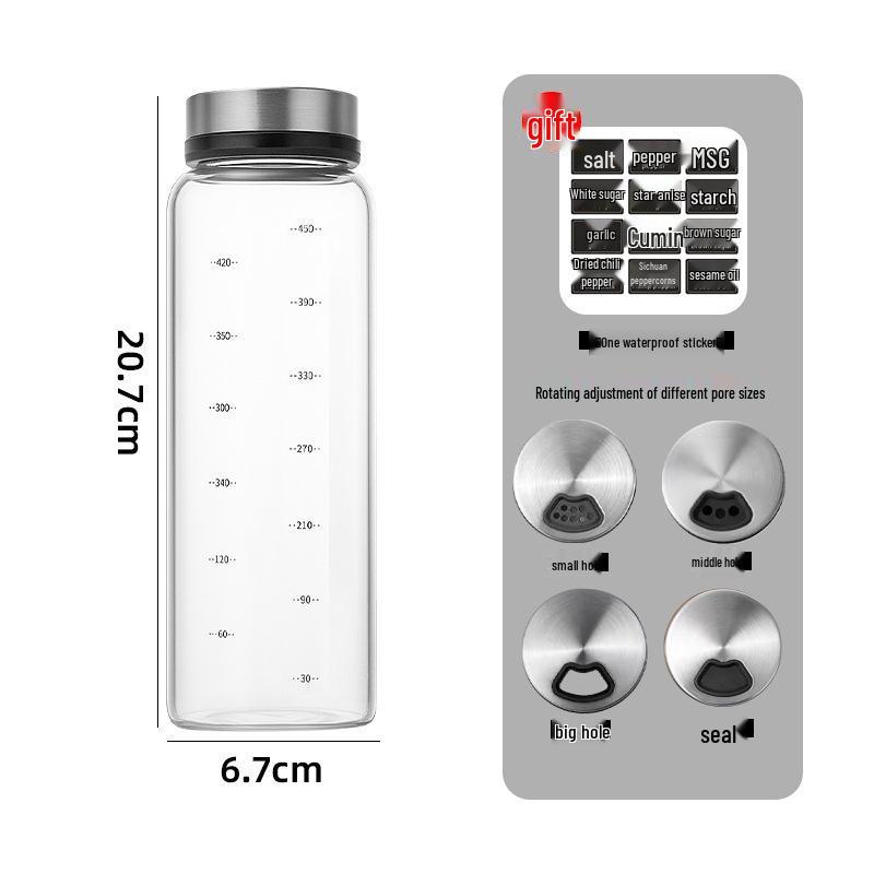Outdoor-Grill- und Camping-Gewürzglas - Tragbare Gewürzflasche aus hochborosilicate Glas für Salz, MSG und Kreuzkümmel.