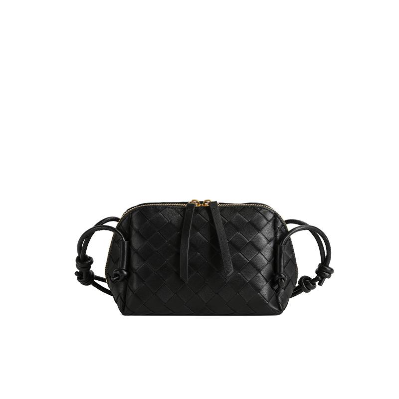 

Популярная красная сумка из плетеной овчины, сумка через плечо, мессенджер, женская сумка из кожи с узлом на молнии, модная, оптовая продажа 18*8.5*12cm чёрный