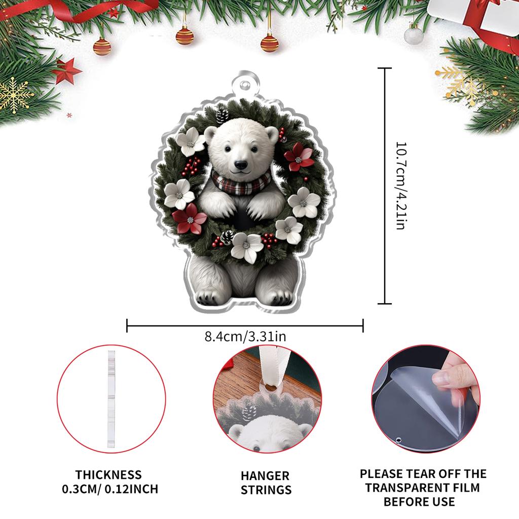 Cartoon Bear Christmas Pendant Ornaments Cute Polar Bear Panda Xmas Tree Hanging Pendant Decoration Home Car Decor Navidad Gifts