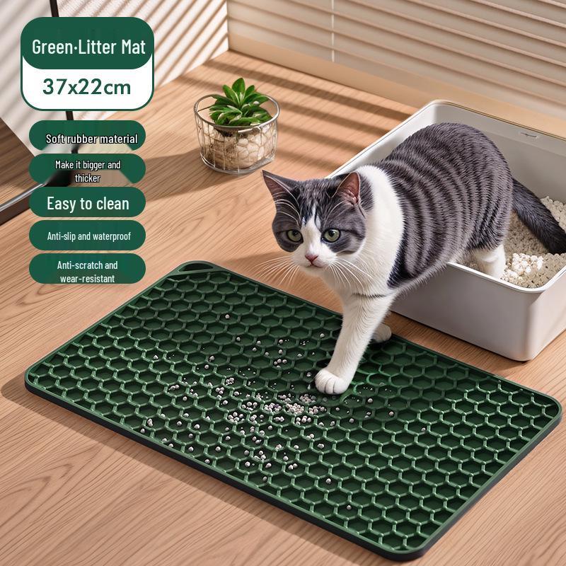 Soft Rubber Cat Litter Mat - Scratch & Wear-Resistant Pet Mat