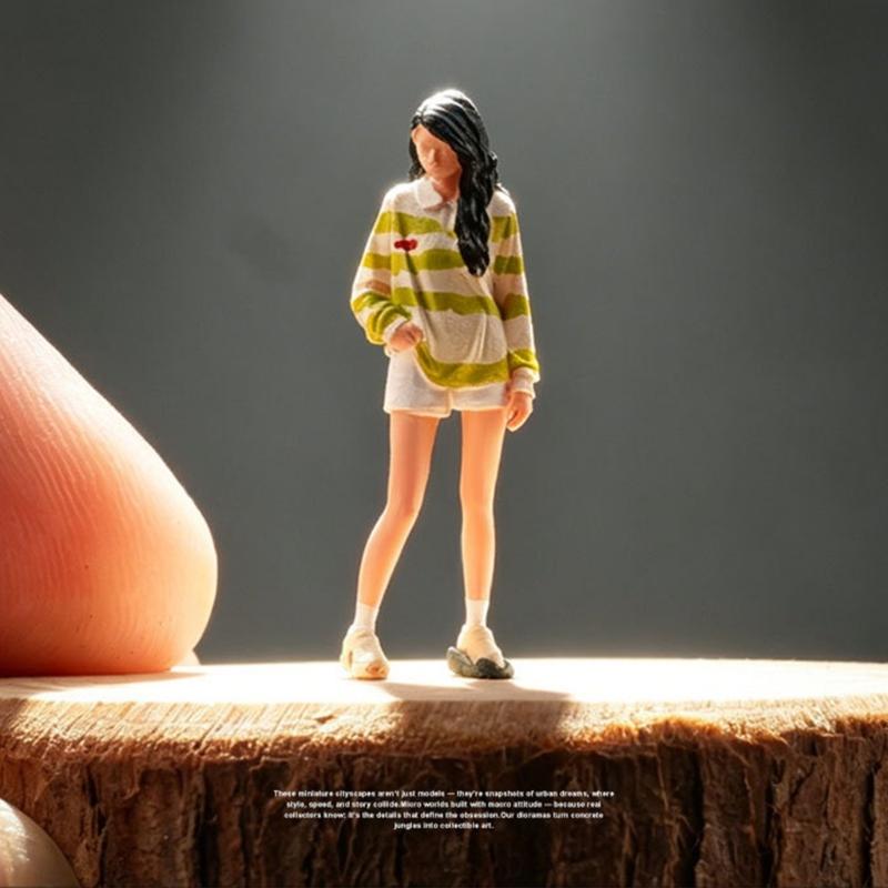 Realistic Striped Girl Figure Model for Architectural Displays Dioramas Props 1:64 Scale Hand Painted Miniature Figure