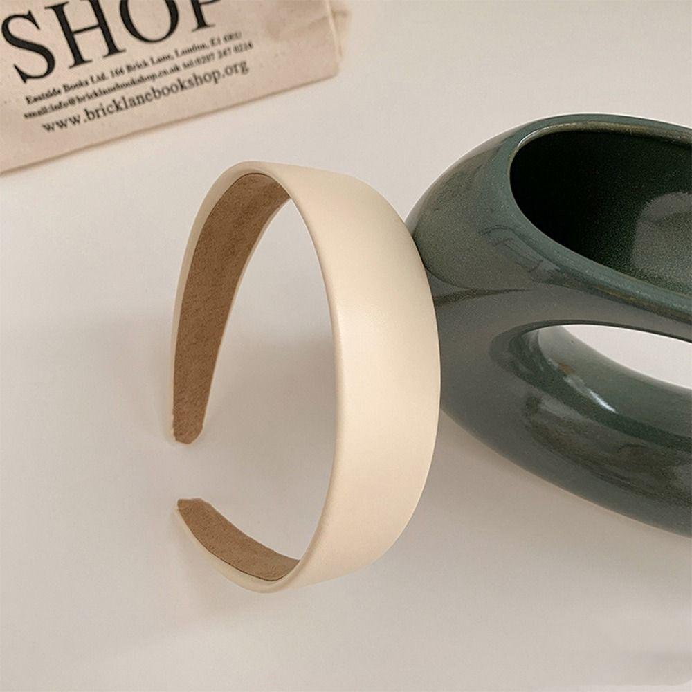 Wide Brimmed Female Hair Accessories PU Leather Headband Hair Hoop Korean Style Headwear Hair Band