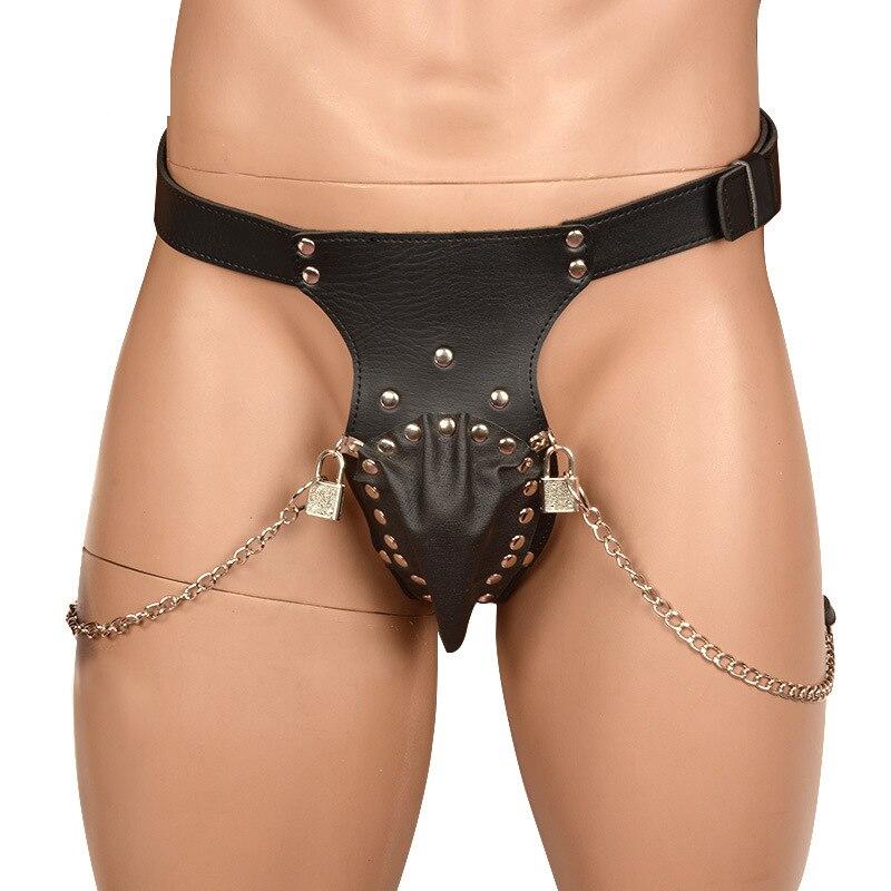 Men's Leather Chastity Panties with Lock BDSM   Slave Fetish Sissy Panties for Men Bondage Underwear