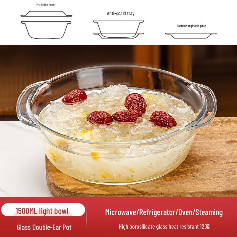 Hitzebeständige Glasschüssel mit Deckel für Mikrowelle, Backen und Instant-Nudeln
