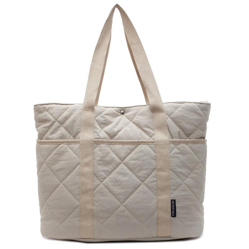 Autumn and Winter High-end Diamond Embroidered Thread Large Capacity Shoulder Bag New Cotton Clothing Tote Bag Fashionable Commuter Work Bag