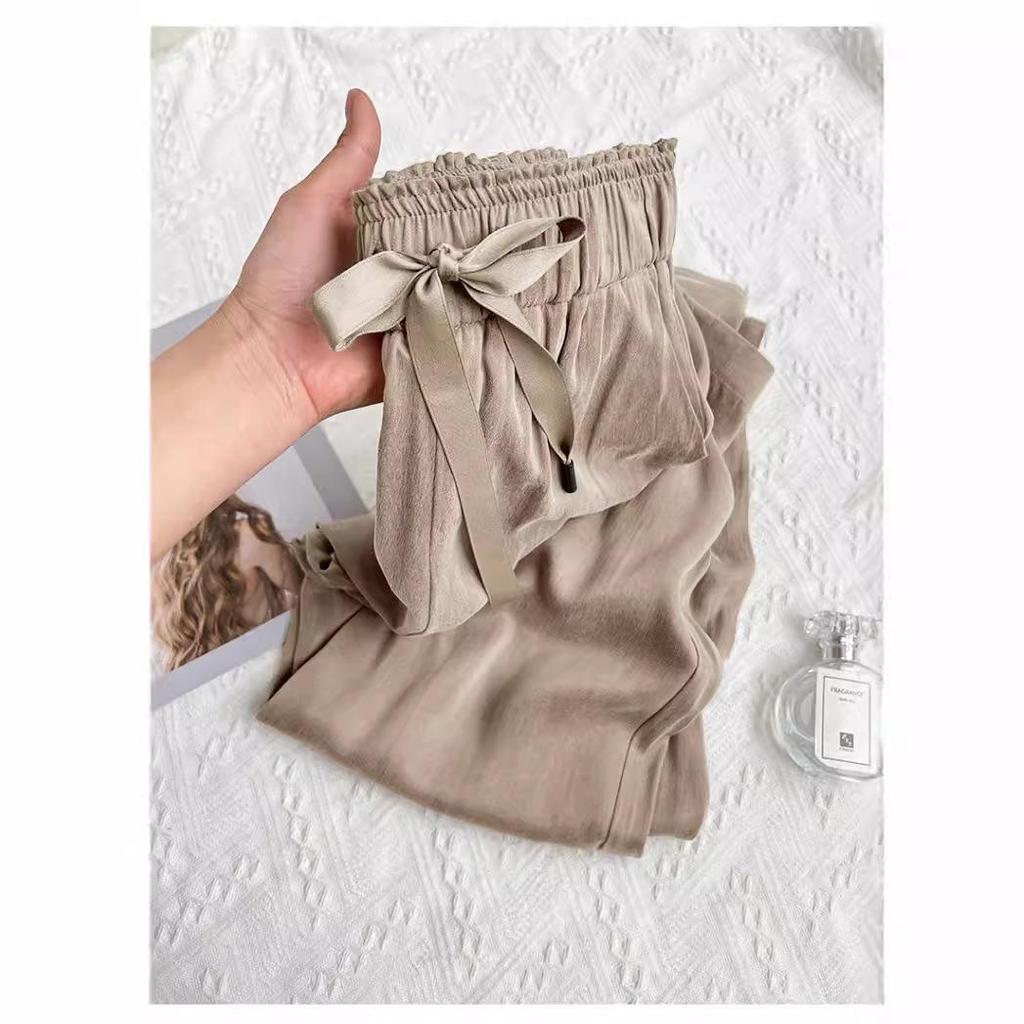 2025 European-Style Women's Wide-Leg Satin Pants for Spring & Summer