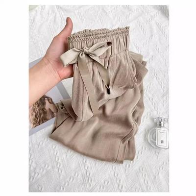 2025 Europäischer Stil Damen Weitbeinige Satinhose für Frühling & Sommer
