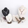 Walnut Color PU/Velvet Portrait Necklace Display Jewelry Display Stand Jewelry Mannequin Bust Necklace Pendant Window Display