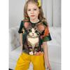 T-Shirts for Children Cute Cat 3D Print Summer Casual Cartoon Pattern Short Sleeved T-Shirts Outdoors Simple