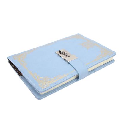 A5 Notizbuch 100 Blatt Zahlenschloss Himmelblaues Leseband 80g Dickes Liniertes Papier Notizbuch für Schule Büro Reise