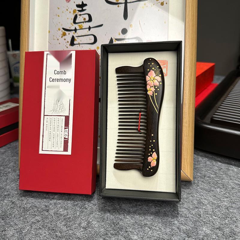 

Деревянный гребень ручной работы Chen Guibao, расписанный вручную, из сандалового дерева высокого класса с вставными зубьями