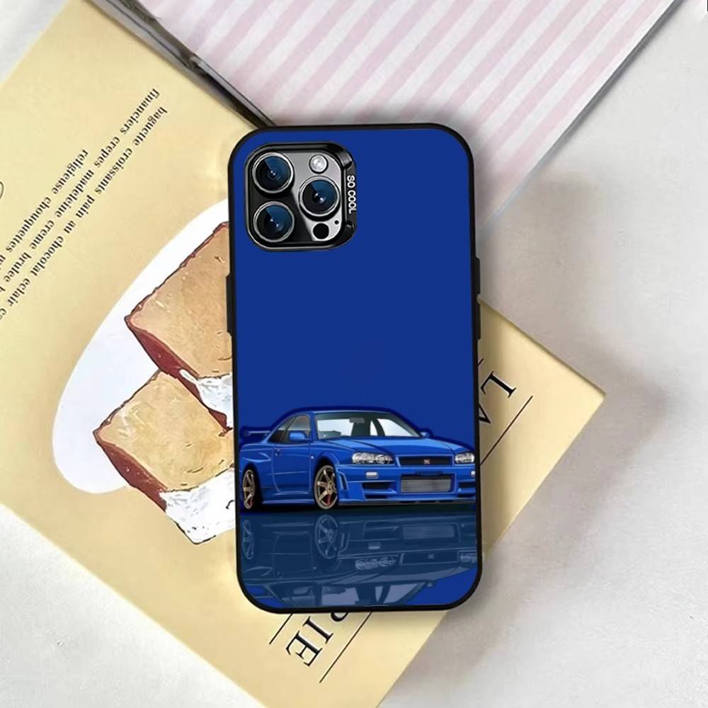 JDM Tokyo Drift Sports Car Phone Case For iPhone 17,16,15,14,13,12,11 Plus,Pro Max,XS,Colored Silver Plated Inside Cover iPhone16e