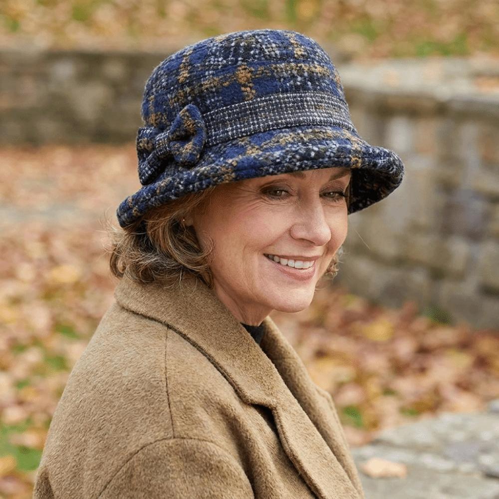 Thickened Bow Top Hat Windproof Cloche Hat Ladies Middle Aged Women Bucket Hat  Autumn
