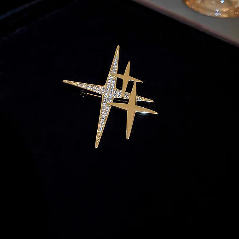 Simple Personality Star High-End Sense Brooch Cute Trendy Design Corsage Pin For Evening Banquet Suit Emblem Jewelry