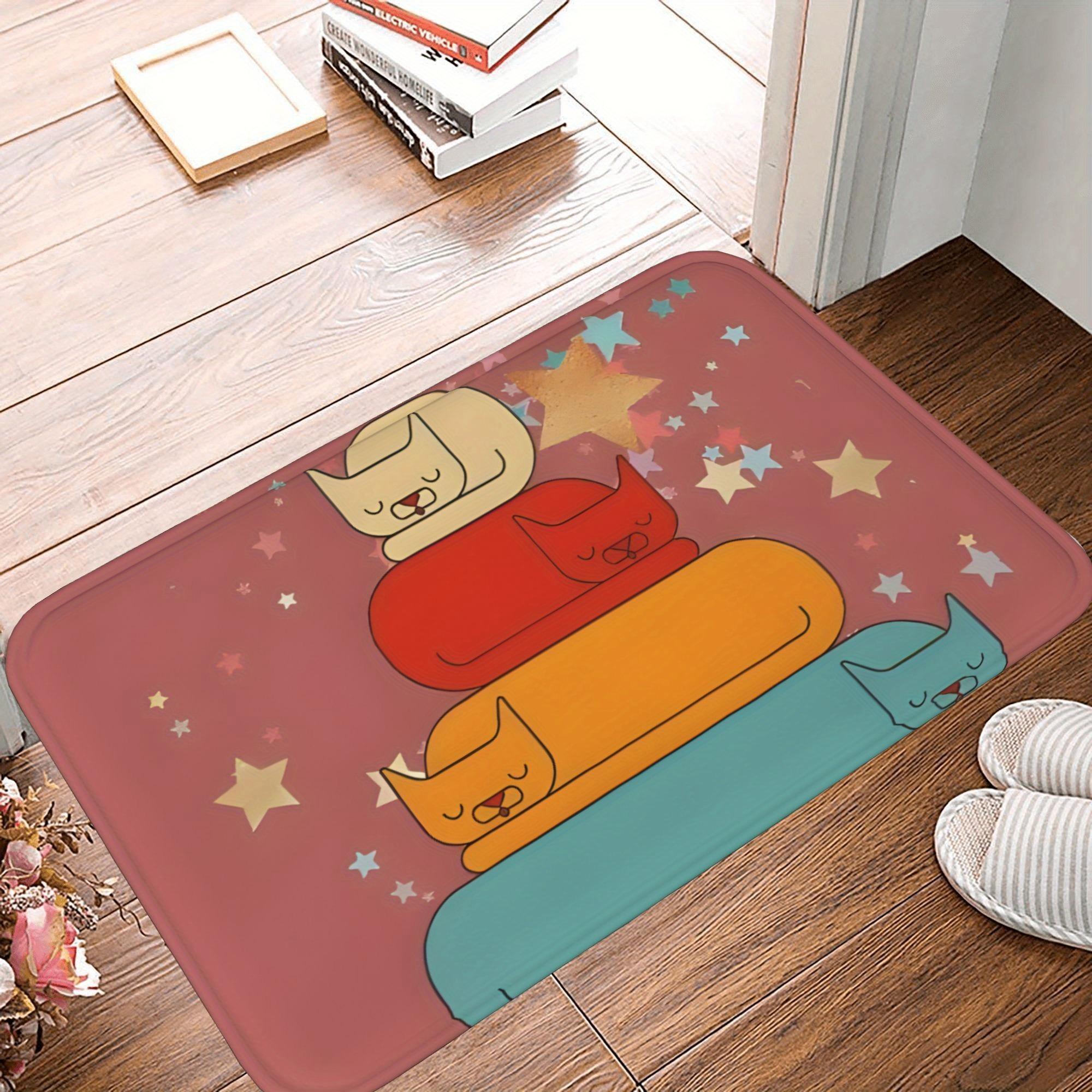 

1PC Sleeping cat Pattern Kitchen Rug Non-Slip Door Mat Pop design Bathroom Rug Bath Mat Carpet for Home Sink Laundry Decoreeree 40cm x 60cm