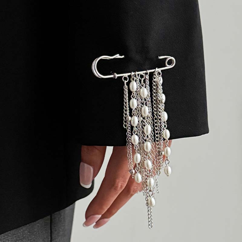 2026 Exaggerate Long Tassel Chain Brooch Women Handmade Beaded Many Layer Chain Multi Functional Fixed Pin Pants Clothes Decor