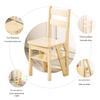 Solid Wood Reversible Three-Step Folding Ladder Stool for Indoor Use