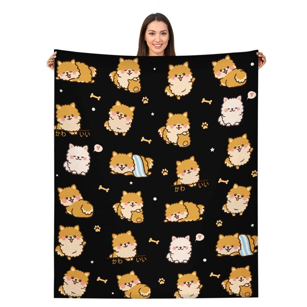 Cute cartoon dog Printed Blanket for Sofa Bed Travel Camping Living Room Office Conditioning Blanket for All Seasons Gifts