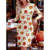 Elegante vestito T-shirt girocollo a maniche corte, traspirante, con stampa all-over