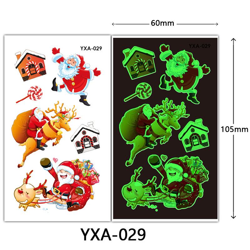 Christmas Luminous Tattoo Sticker Glowing Waterproof Sweat Cute Cartoon Holiday Party Temporary Sticker