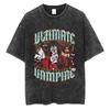 Anime Hellsing Alucard Graphic Washed T Shirt Men Vintage Manga T-shirts Street Cotton Tshirt Harajuku Male Casual Tops