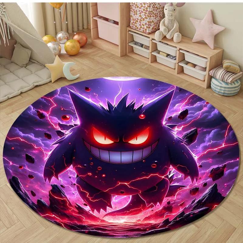 

3D P-Pokemon Генгар Круглые Коврики Спальня Гостиная Домашний Декор Напольные Коврики для Детской Комнаты Коврик для Ванного Стула Ковер Доставка на Следующий День Diameter -60cm