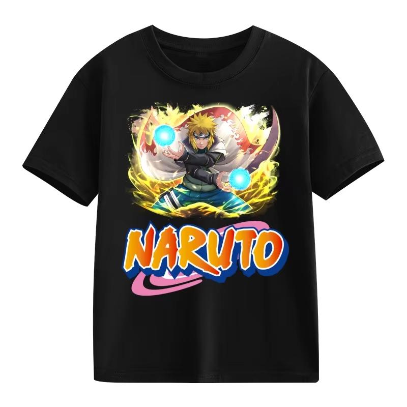 2026 Naruto Kids TShirt Uzumaki Uchiha Sasuke Hatake Kakashi Anime Character Print Cotton Short Sleeve Boys Girls Round Tops