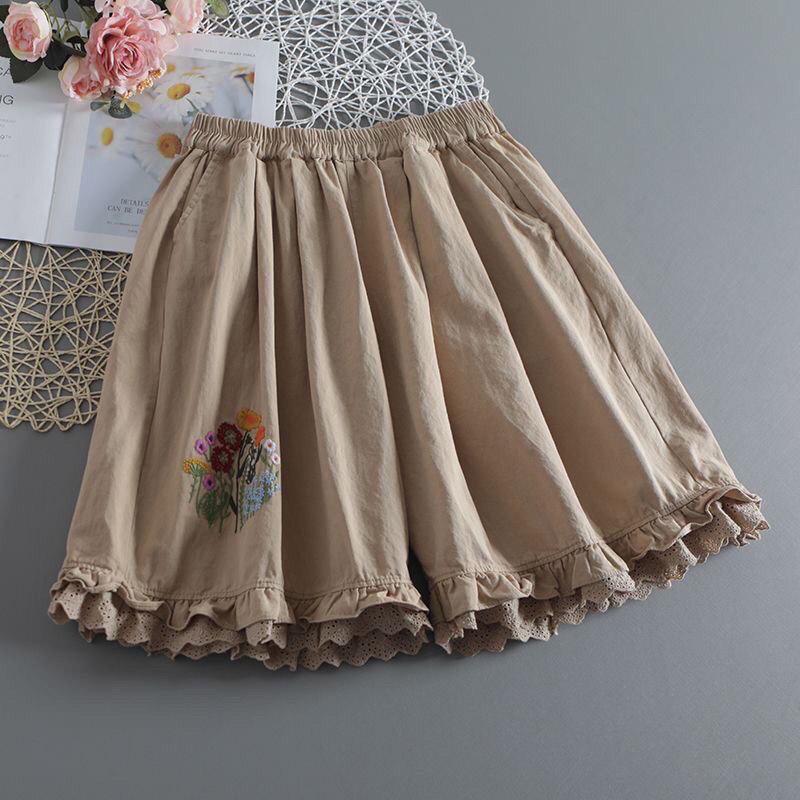 Cotton Shorts Women Summer Vintage Loose Large Size High Waist Casual Wide Leg Pants