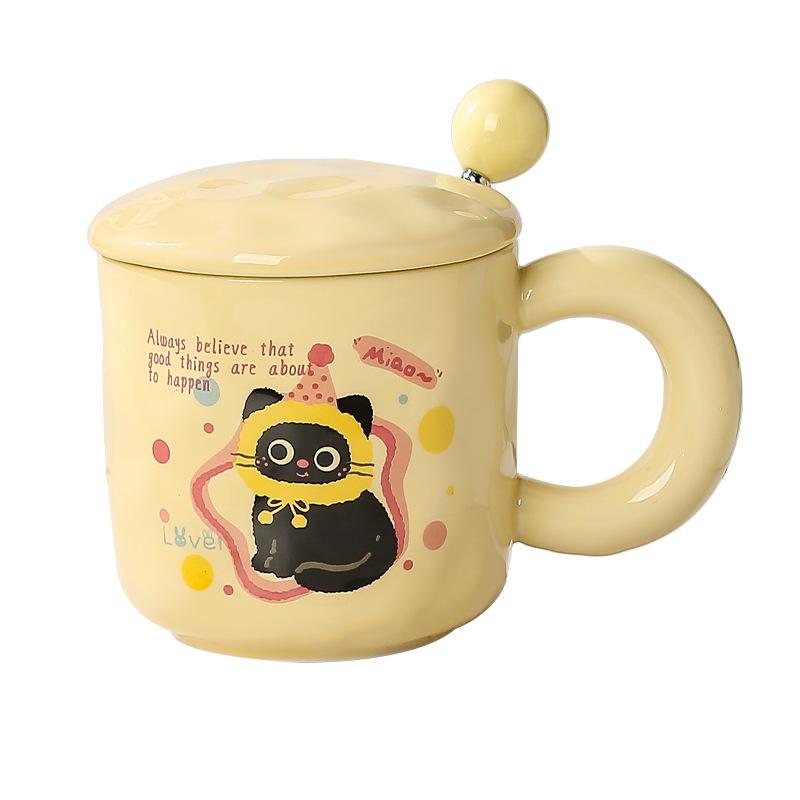 Little Black Cat Cute Creative Elegant Simple Cartoon Mug Three Dimensional Ceramic Cup Cute Souvenir Gift Box Set