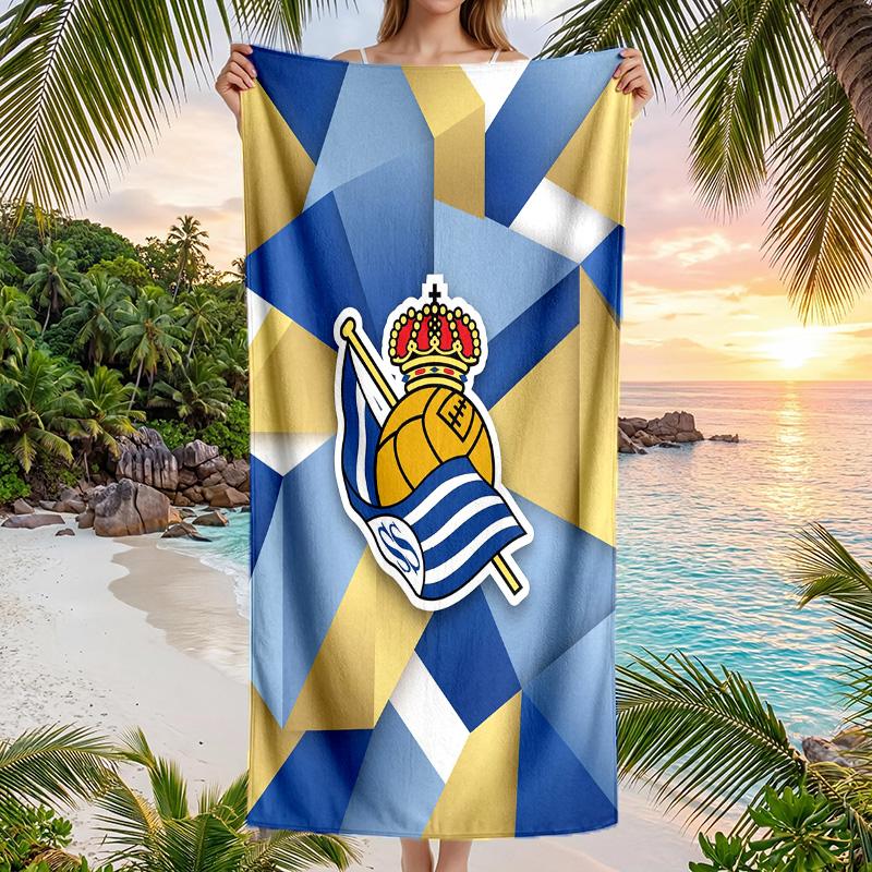 Real Sociedad FC Print Quick Dry Beach Towel Microfiber Absorbent Portable Travel Swimming Towel