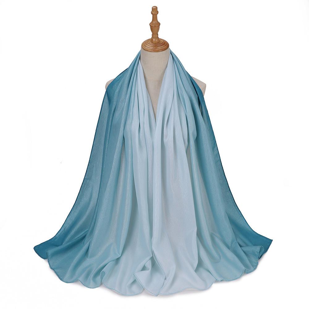 New Silk Hand Gradient Fashion Hijab Scarf Indonesian Malay Silver Scarf Raya Hijab