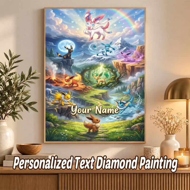 Eevee Evolutions Custom Name Diamond Painting Personalized 5D Full Drill DIY Diamond Art Home Decor