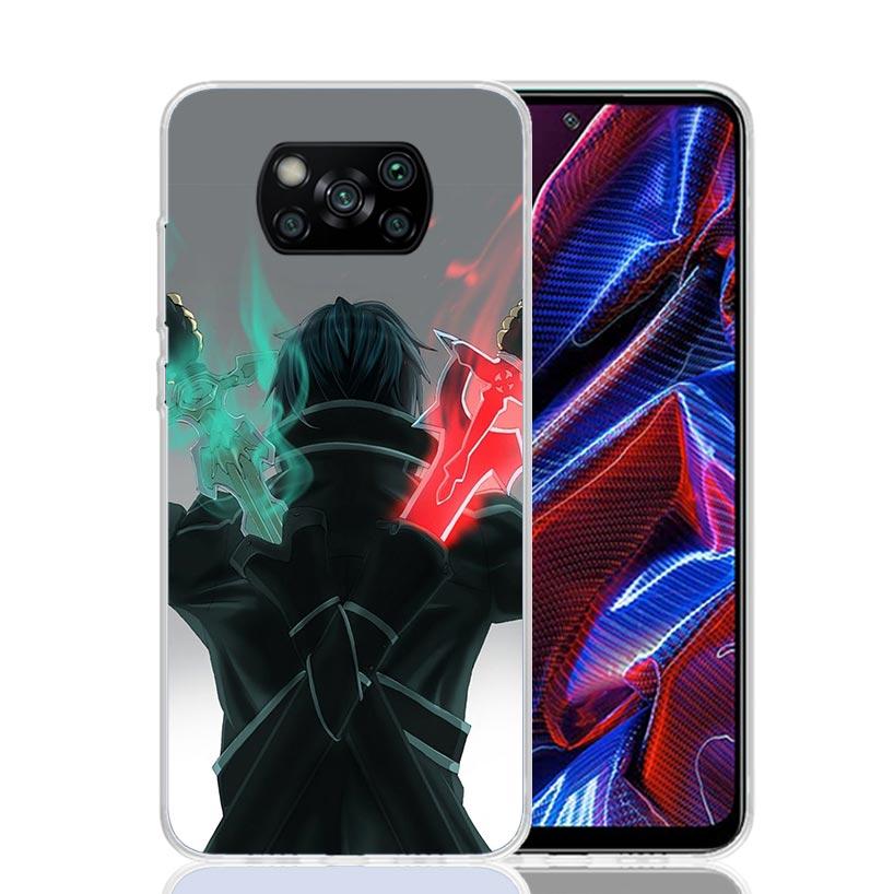 Sword Art Online Kirito Phone Case For Xiaomi Poco X7 X6 X5 Pro F7 Ultra Redmi 15C 15 13 13C 12 12C 10 10A 10C 9 9A 9C 9T Cover