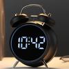 Retro Digital Alarm Clock LED Display Loud Bell Alarm Clock Analog 2 Bell High-pitched Alarm Clock Non Ticking For Heavy Sleeper