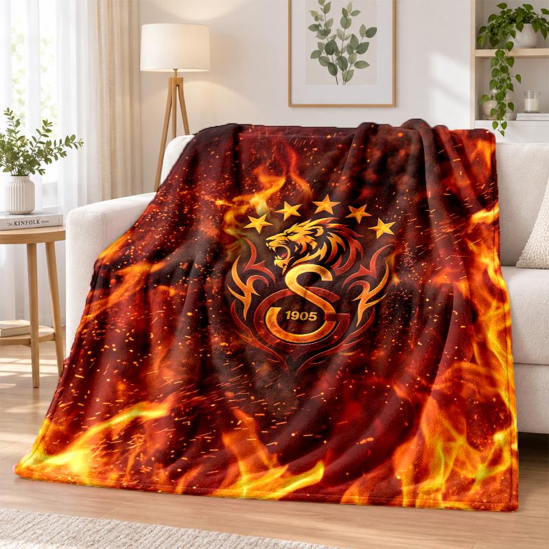 Galatasaray FC Printed Flannel Blanket Warm Comfort Bed Throw For Indoor Home Decoration