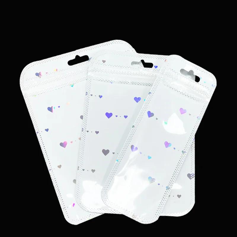 50pcs Holographic Zipper Small Jewelry Bag Pouch For Bead Earring Food Storage Small Business Entrepreneurship Packaging 7*12cm