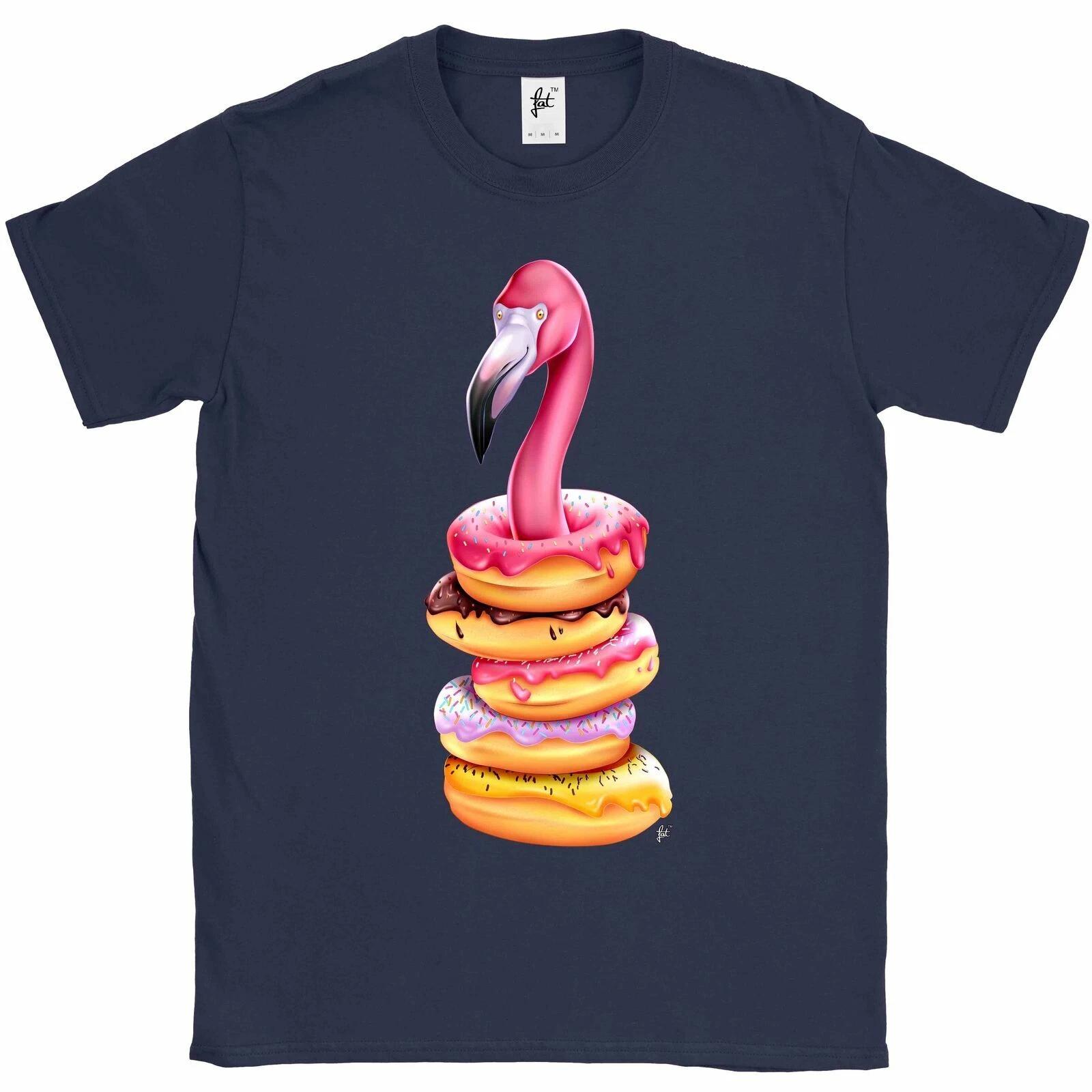 Iced Chocolate Sprinkles Donuts Flamingo Head Stack Mens T-Shirt S