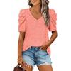 Women's  Fashion Summer Sexy Casual Loose T-Shirt Tops V-Neck Short Sleeve Tops Solid Color  Tops