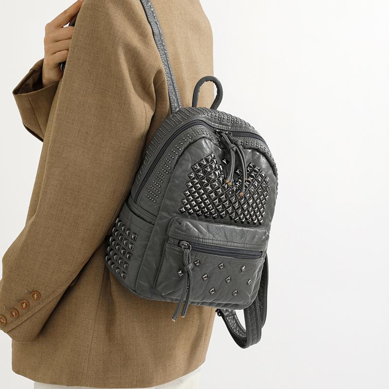 Rivet PU Backpack Women Travel Backpack