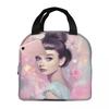 Audrey Hepburn Insulated Lunch Bag for Women Kids Leakproof Food Boxes Thermal Lunch Box Tote